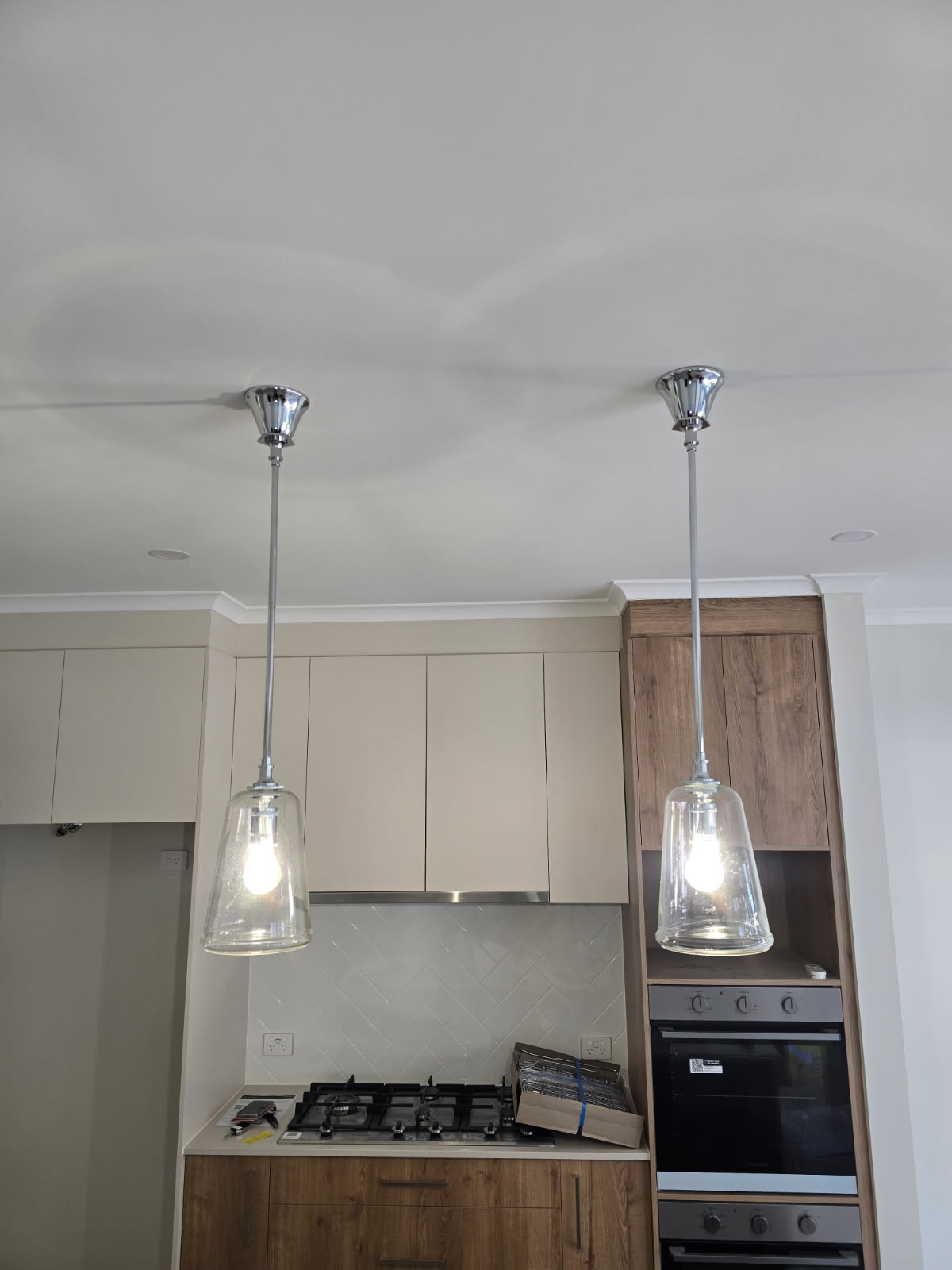 LED downlights installed in a living space